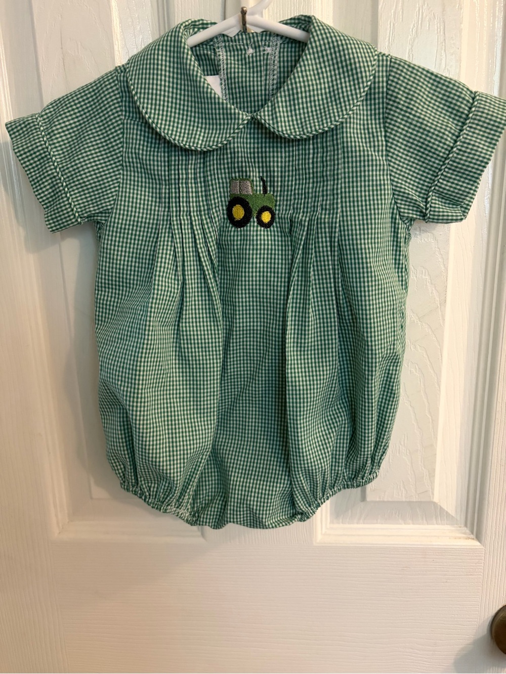 Zuccini Kids Boy's Adorable Green & White Check Bubble w/Tractor Embroidery 6M